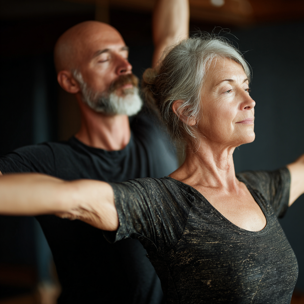 Людина в медитативній позі на заході сонця